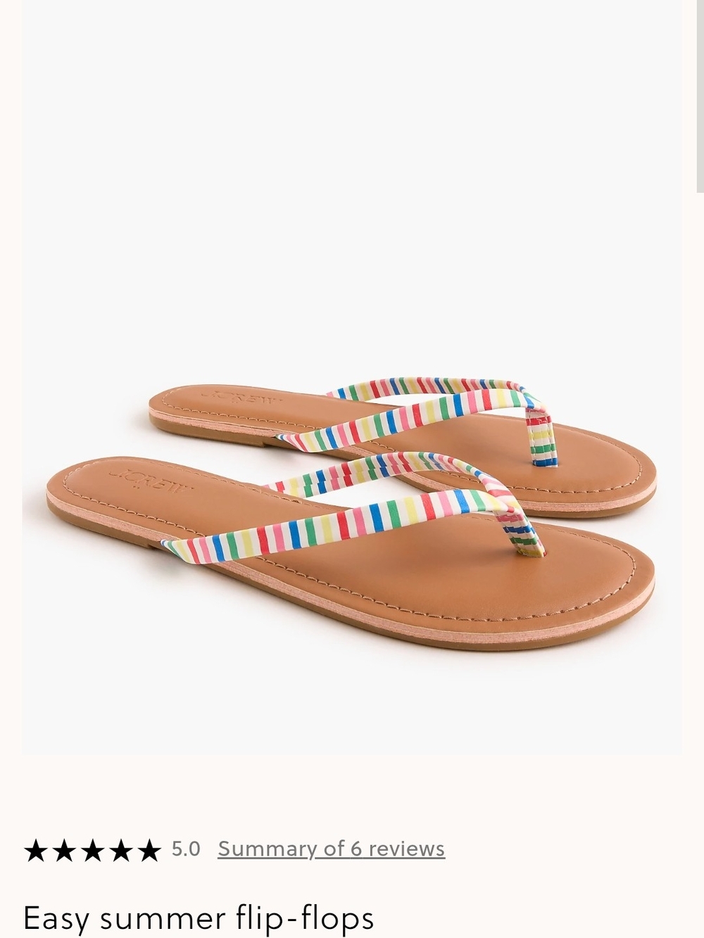J. Crew Multicolor Stripe Strap Tan Footbed Flip-Flop Sandals
